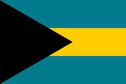 Bandiera di Bahamas con triangolo nero e colori aqua e giallo