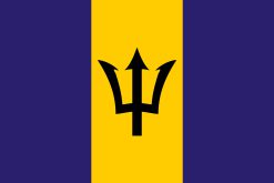 Bandiera di Barbados con tridente negro y colores azul y dorado
