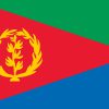 Bandiera dell'Eritrea con tricolore rosso, verde e azzurro e corona d'alloro gialla