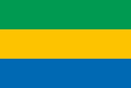 Bandiera del Gabon con bande verde, gialla e blu