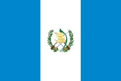 Bandiera de Guatemala con franjas azul y blanca y el Escudo Nacional