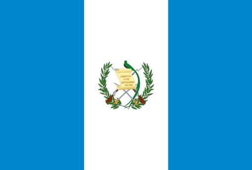 Bandiera de Guatemala con franjas azul y blanca y el Escudo Nacional