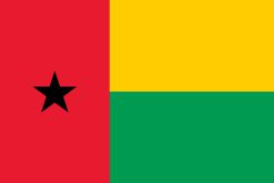 Bandiera di Guinea-Bissau con bande rosse, gialle e verdi e stella nera