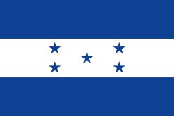 Bandiera de Honduras con franjas azul y blanca y cinco estrellas