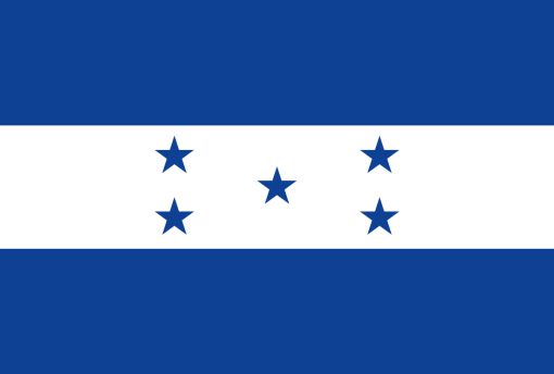 Bandiera de Honduras con franjas azul y blanca y cinco estrellas