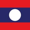 Bandiera del Laos con strisce rosse, blu e cerchio bianco centrale.
