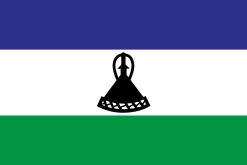 Bandiera del Lesotho con bande blu, bianco e verde e simbolo del Mokorotlo