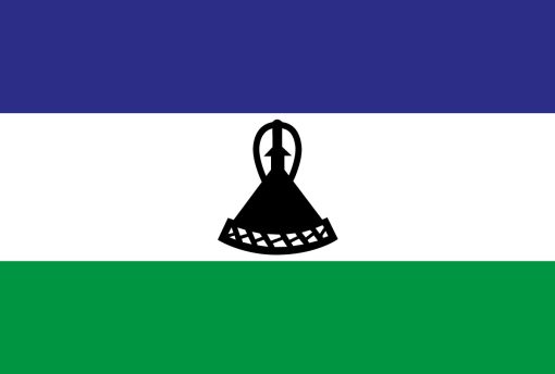 Bandiera del Lesotho con bande blu, bianco e verde e simbolo del Mokorotlo