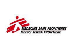 Bandiera Medici Senza Frontiere, simbolo dell'assistenza medica internazionale in contesti di emergenza e conflitto.