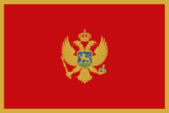 Bandiera del Montenegro con sfondo rosso e scudo d'oro.