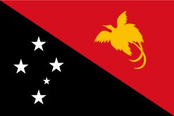 Bandiera di Papua Nuova Guinea con l'uccello del paradiso e la Croce del Sud