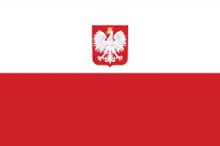 Bandiera della Marina Navale di Polonia con cruz blanca y escudo con águila