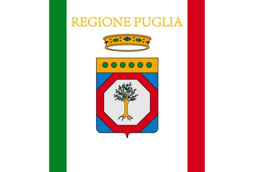 Bandiera della Regione Puglia, simbolo della bellezza e tradizione della Puglia.