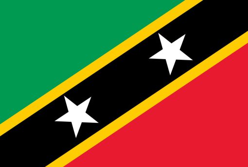 Bandiera di Saint Kitts e Nevis con frangia diagonale e due stelle