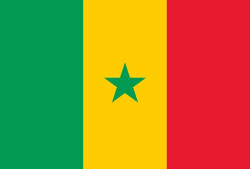 Bandiera del Senegal con verde, amarillo y rojo y estrella verde central