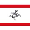 Bandiera della Regione Toscana, simbolo di orgoglio e identità storica della Toscana, con il cavallo rampante rosso.