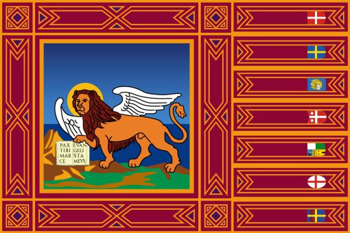 Bandiera della Regione Veneto, simbolo del Leone di San Marco e della tradizione storica della regione.