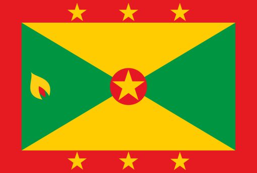 Bandiera de Grenada con estrella amarilla y colores rojo, verde y amarillo