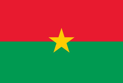 Bandiera del Burkina Faso con bande rosse, verdi e stella gialla