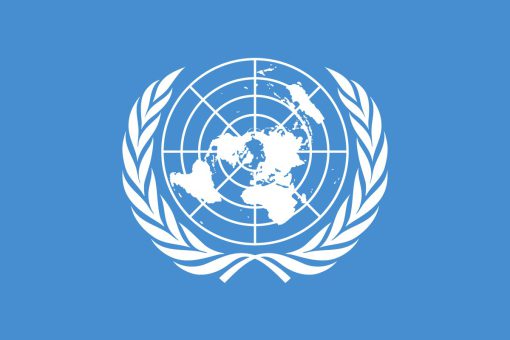 Bandiera ONU con emblema blu e bianco