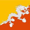 Bandiera del Bhutan con drago bianco