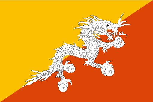 Bandiera del Bhutan con drago bianco