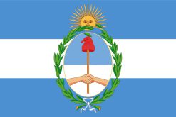 Bandiera di Argentina con stemma e Sol de Mayo