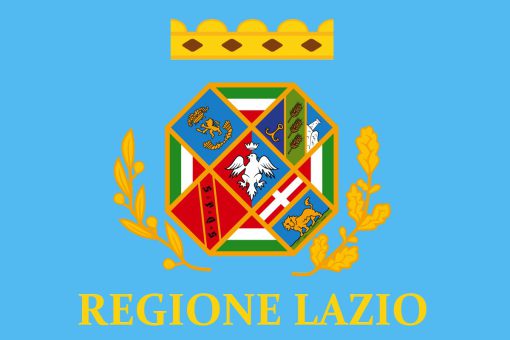 Bandiera della Regione Lazio, simbolo di storia e cultura romana.