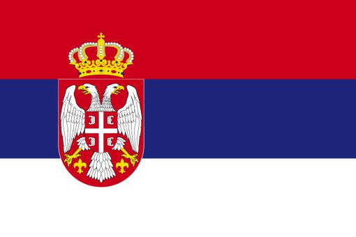 Bandiera della Serbia con tricolore rosso, blu e bianco