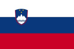 Bandiera della Slovenia con tricolore bianco, blu e rosso