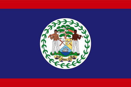 Bandiera di Belize con stemma e bande rosse e blu