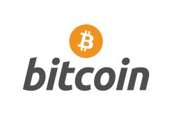 Bandiera Bitcoin con logo arancione simbolo di criptovaluta