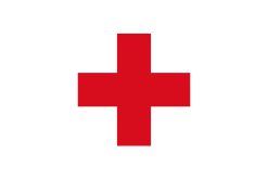 Bandiera della Croce Rossa, con una croce rossa su sfondo bianco